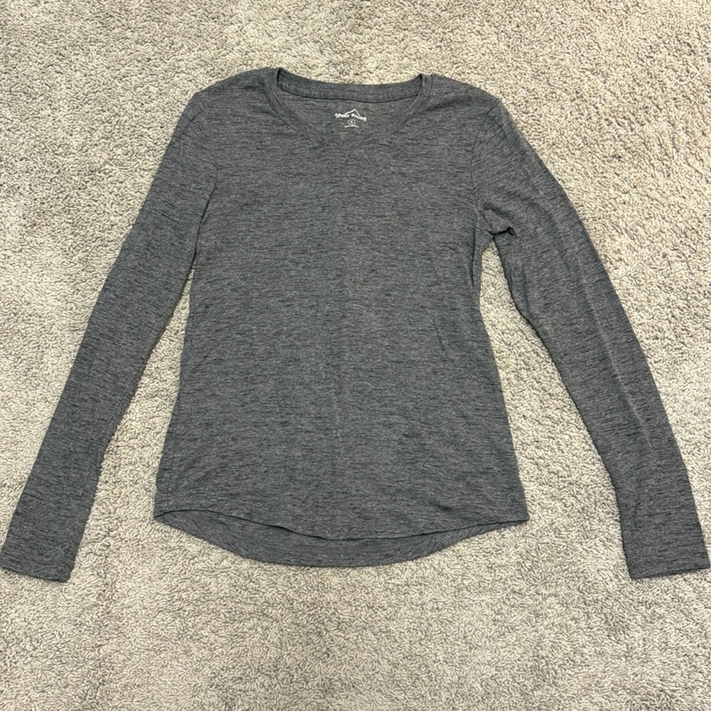 Eddie Bauer grey long sleeve v neck t shirt